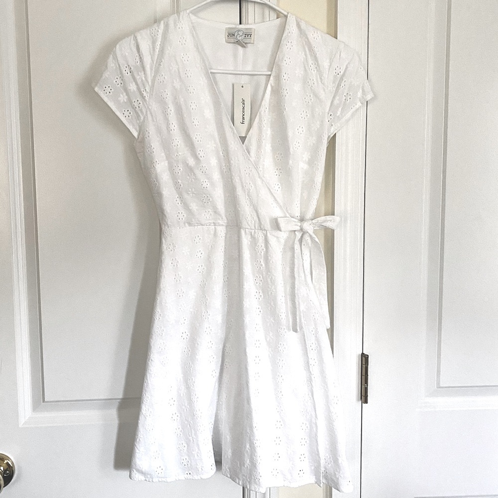 White wrap dress crochet sundress